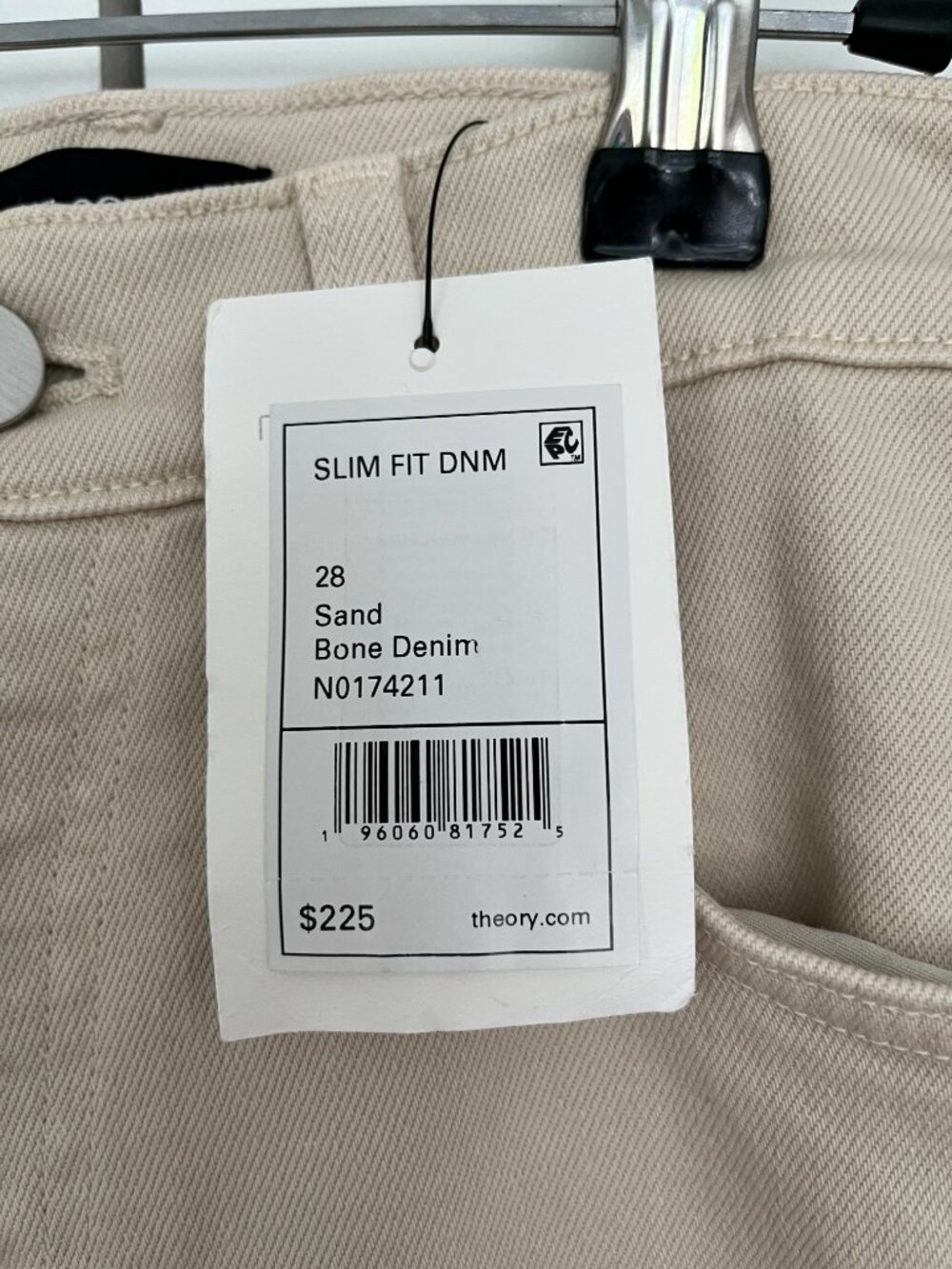 $195 Theory Mens Slim Demin Jeans 28 in 'Sand' light beige NWT - Picture 8 of 16